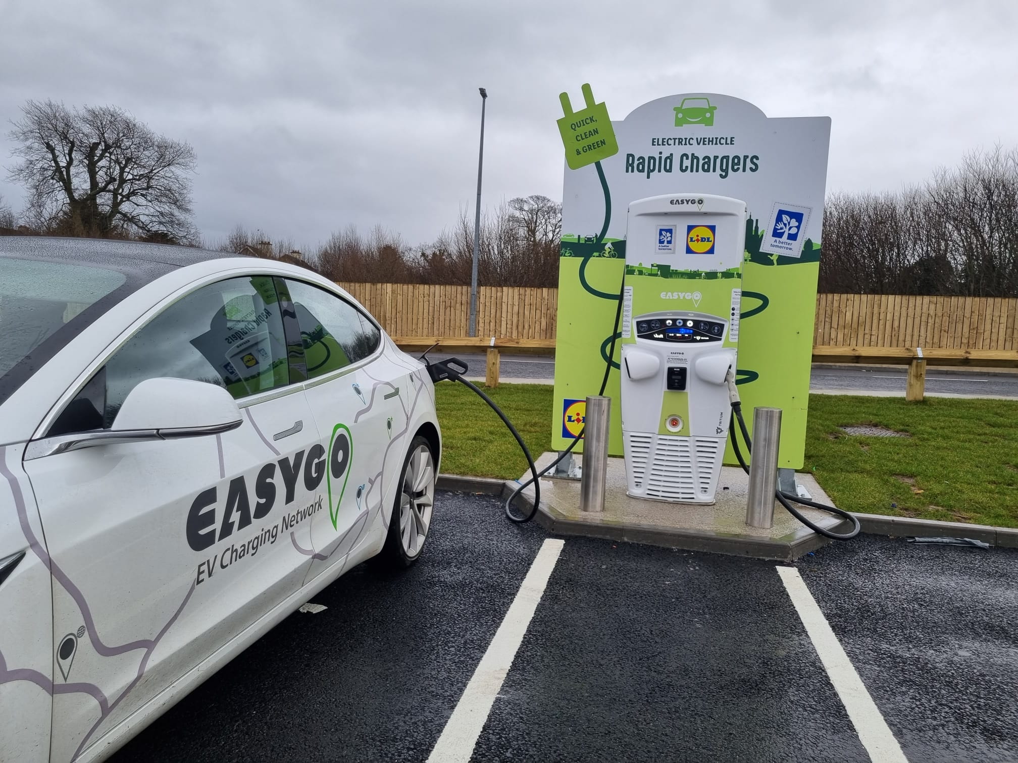 Tesla EasyGo Ireland car charging at Sligo Lidl
