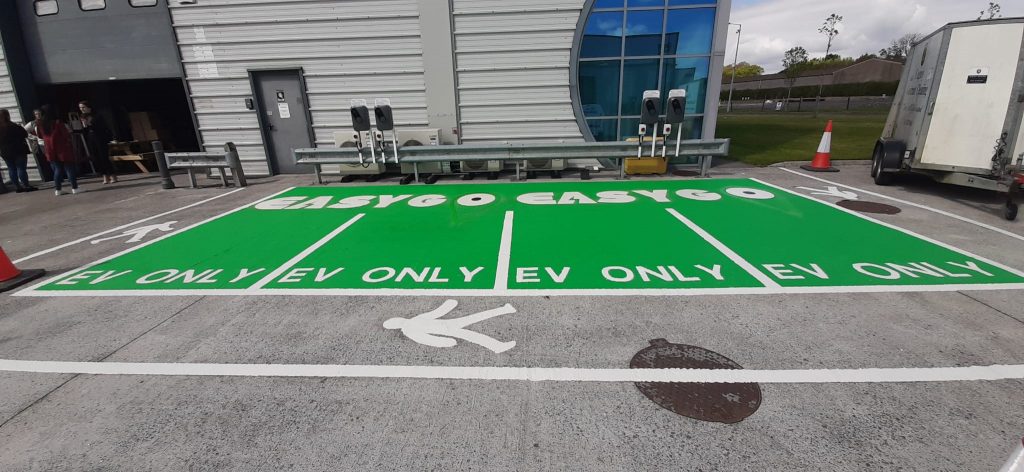 EasyGo electric charging points pictured at Cagney Cleaning site
