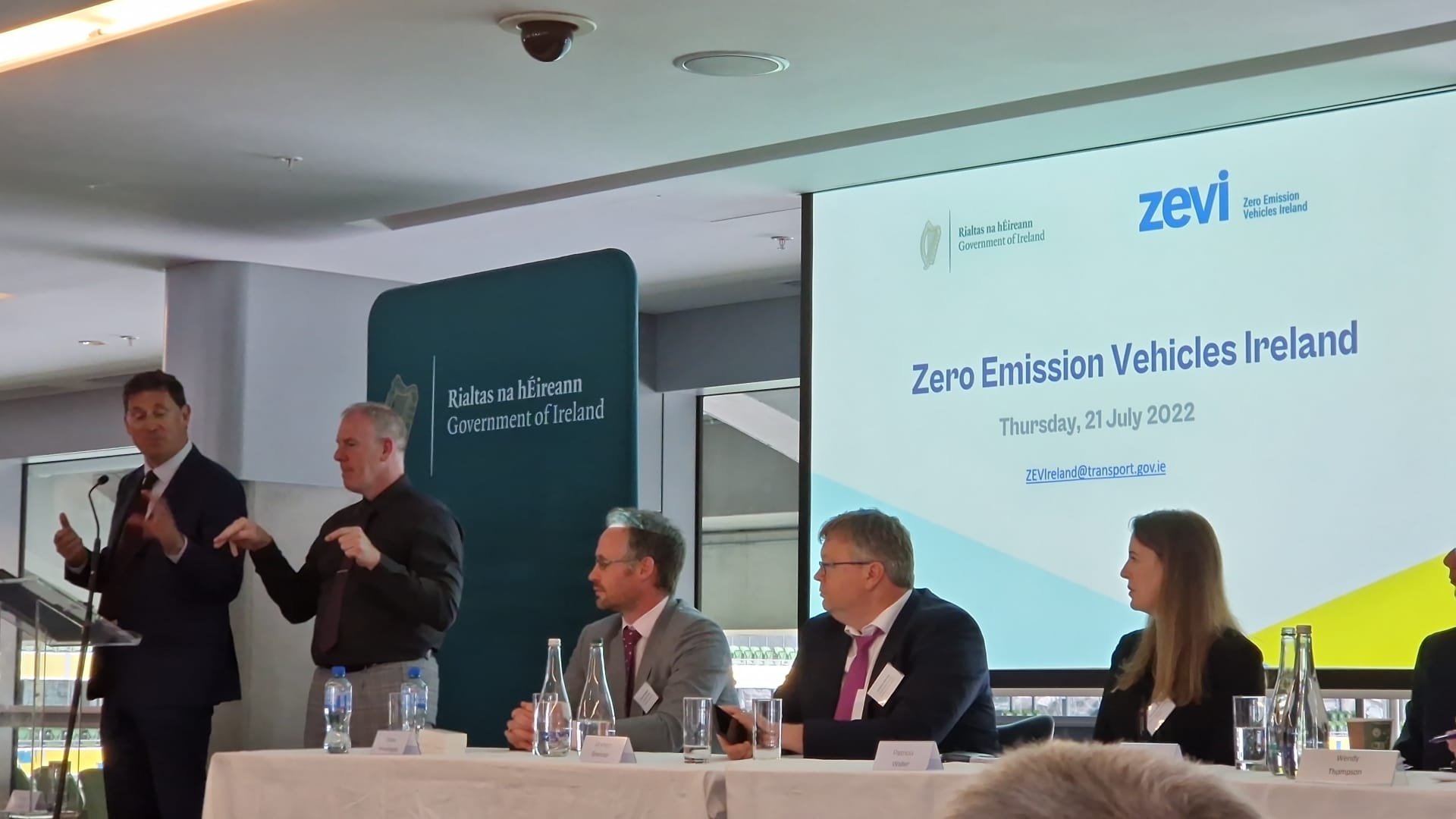 Minister Eamon Ryan T.D. at launch of ZEVI in Aviva Stadium, Dublin