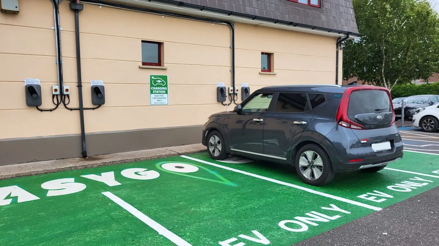 Electric vehicle being charger with the new EasyGo charger at the Midleton Park Hotel